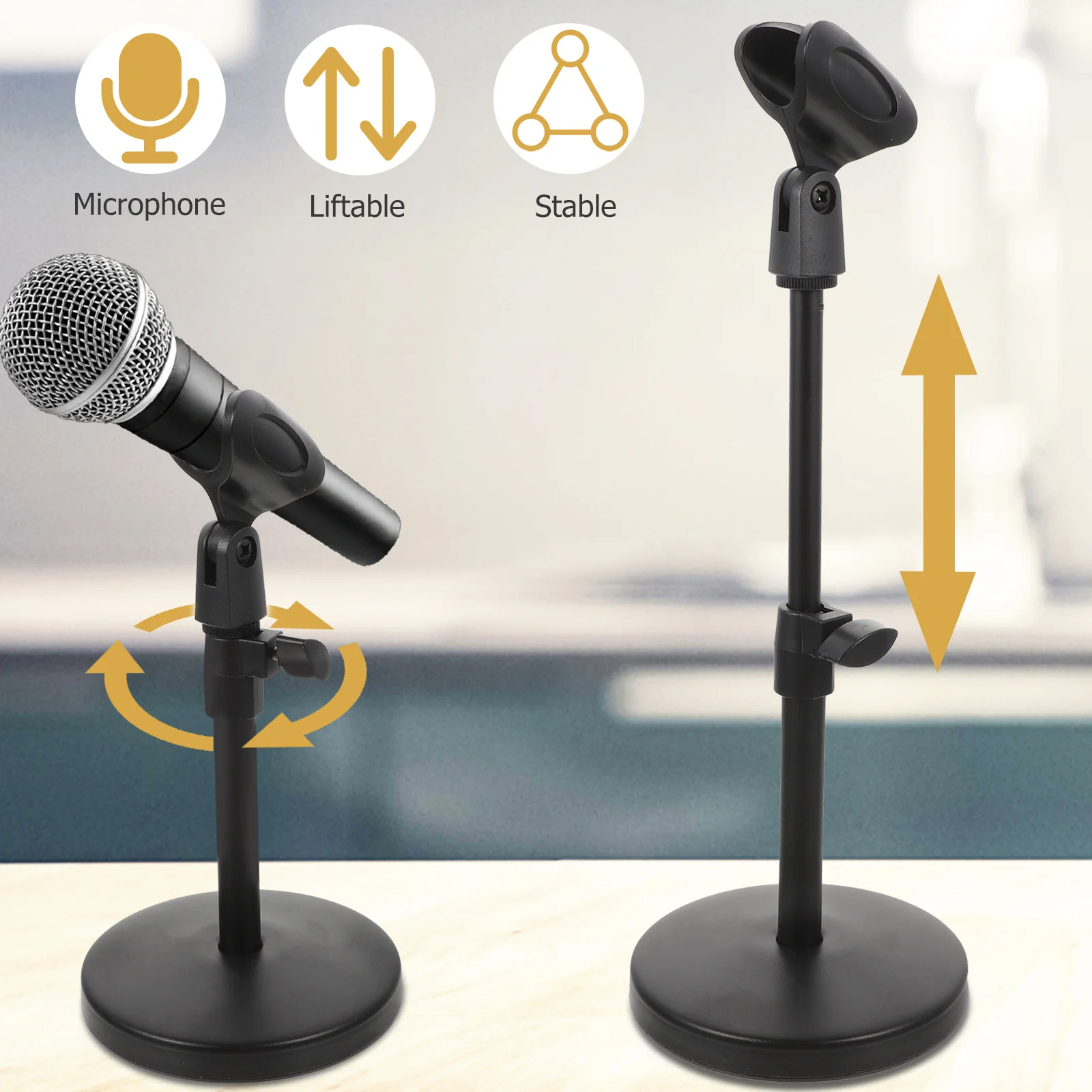

1Set Professional Adjustable Tabletop Microphone Stand Durable Metal Mic Mount for Studio Recording Live Streaming Anti-Shock
