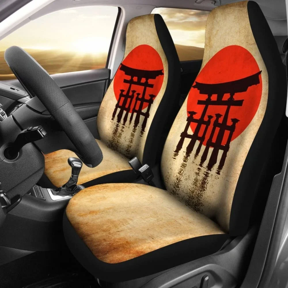 Japanese Temple Gate Car Seat Cover,Pack of 2 Universal Front Seat Protective Cover