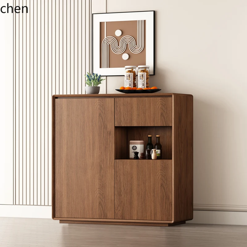 ZML solid wood frame dining side cabinet modern simple living room wine cabinet tea kitchen locker