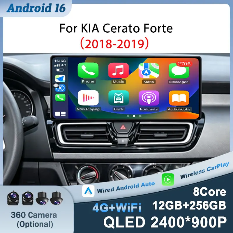 For KIA Cerato Forte 2018-2019 Autoradio Intelligent System GPS Navigation  Audio GPS Navigation  Auto Tools 12.3 inch WiFi  IPS
