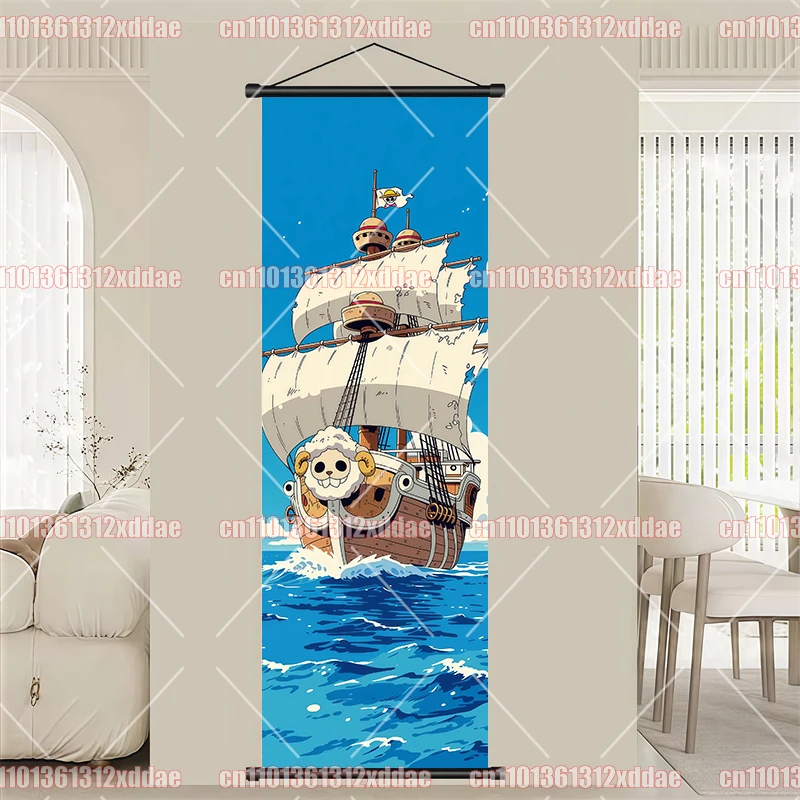 One Piece Scroll Painting HD Poster Luffy Zoro Anime Themed Decorative Painting Fan Party Mural Hanging Painting Children's Gift view 6