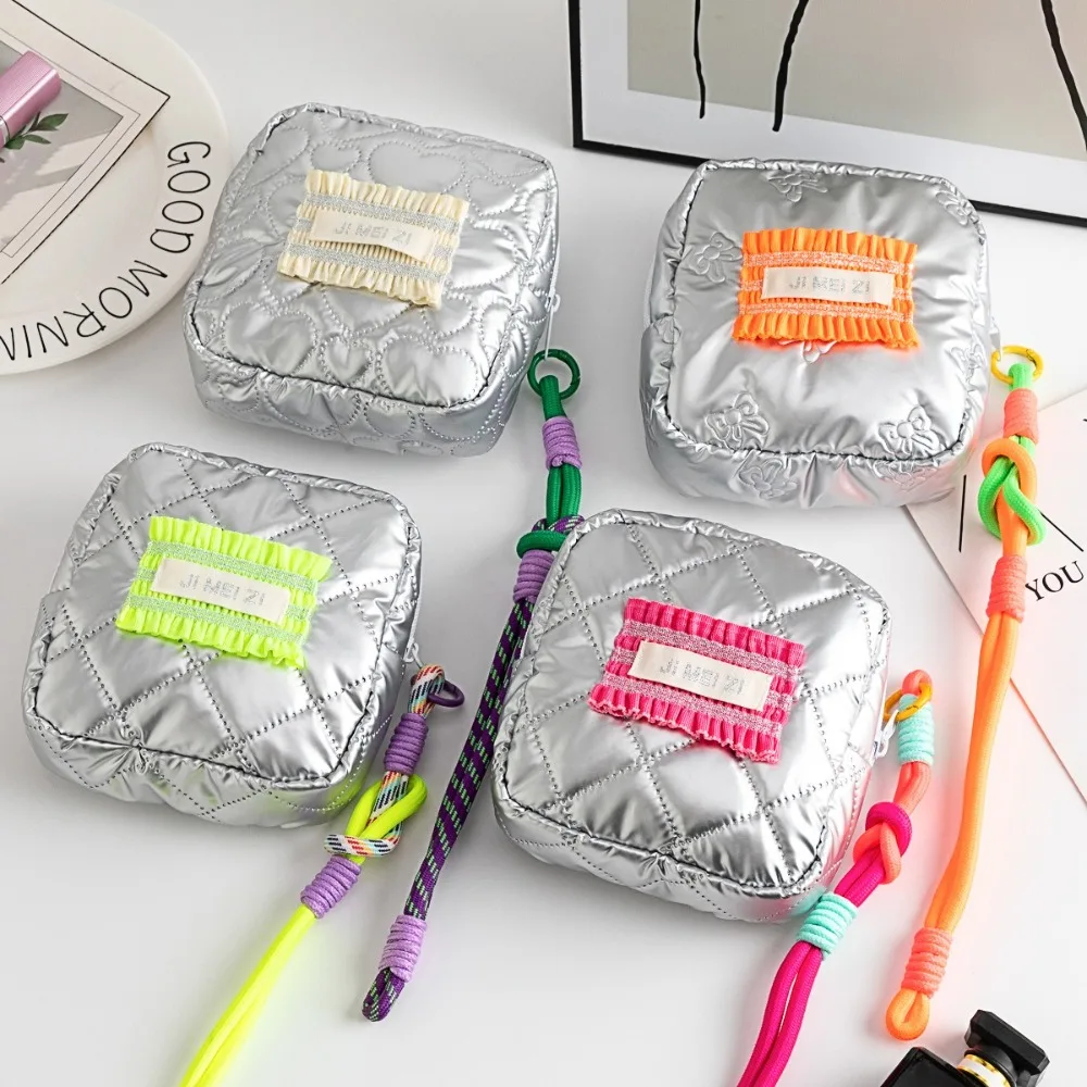 

PU Square Cosmetic Pouch Waterproof Large Capacity Coin Purse Zipper High Appearance Sanitary Napkin Storage Bag Travel