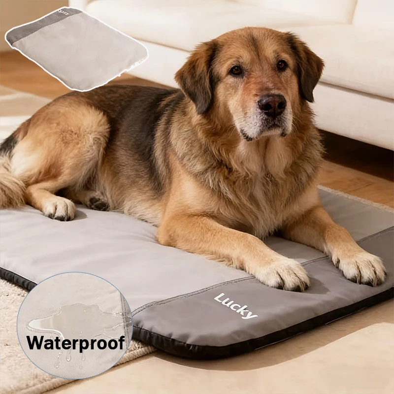 

Chew Resistant Dog Bed,Large Cool Synthetic Leather Cushioned Mat,Waterproof Pet Sleeping Pad for Small Medium Dogs,Kennel Bed