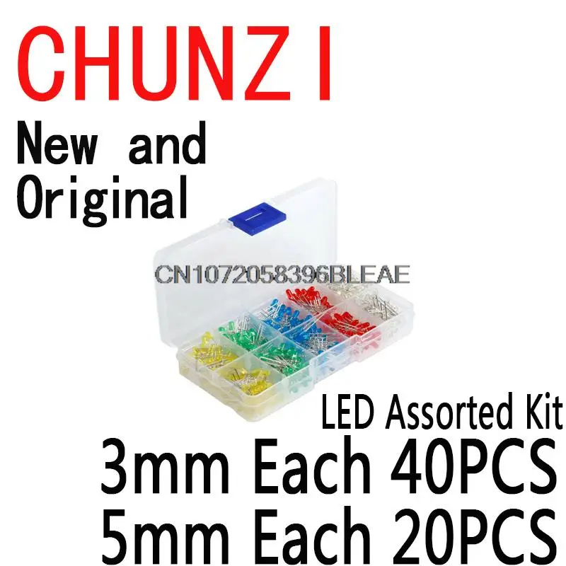 300PCS New and Original10Value LED Light White Yellow Red Green Blue Assorted Kit DIY LED  3V 20mA LED Diode 3mm 5mm 