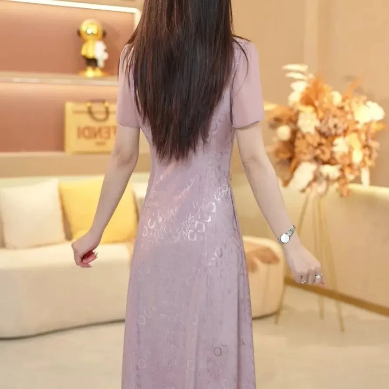 Large Size Temperament Dresses 2024 New Pattern Women\'s Clothing Summer New Chinese Style High-grade Hollow Out Slim Clothes