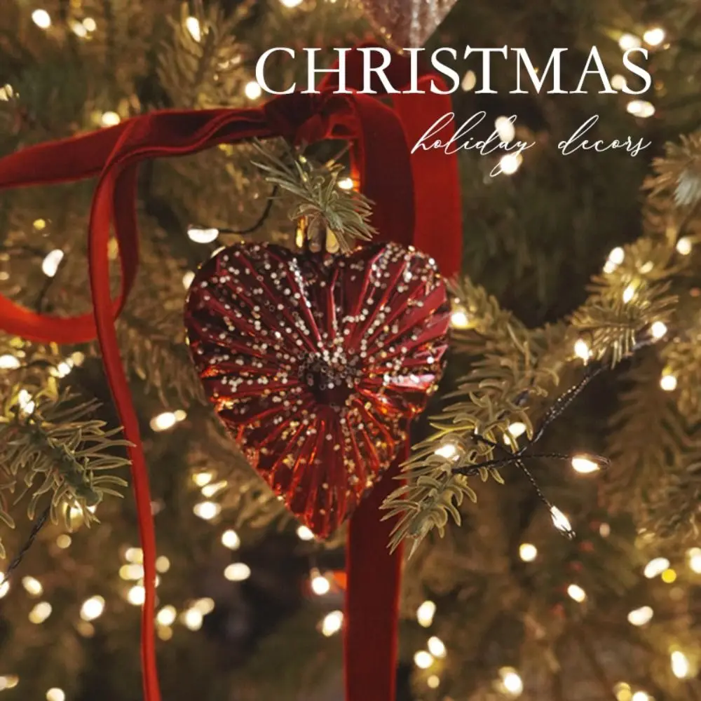 

6pcs Romantic Christmas Painted Ball Set Reusable Elegant Heart Shaped Hanging Balls Shatterproof Christmas Tree Ornaments