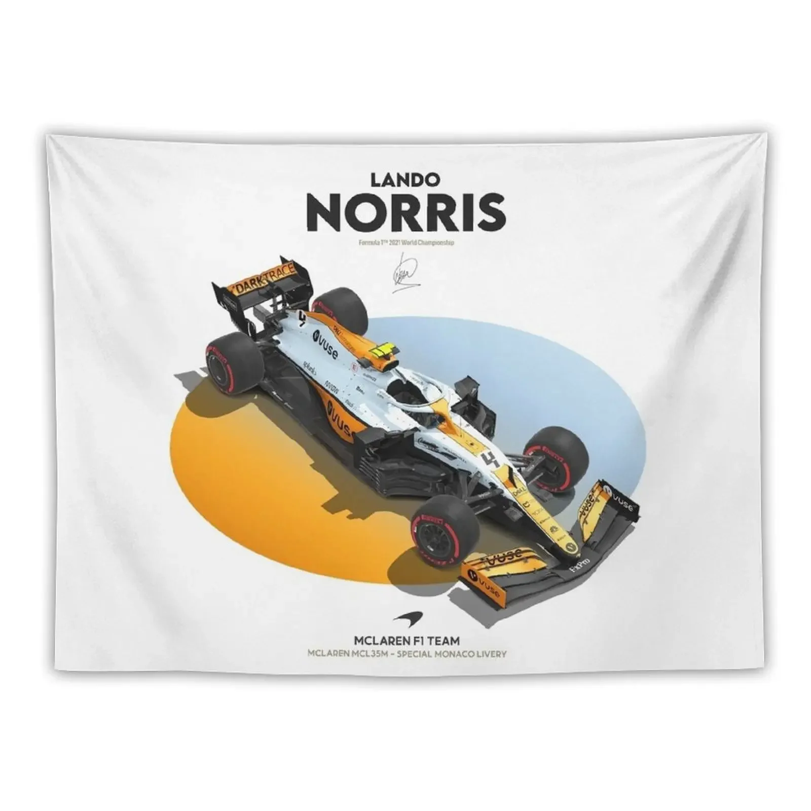 Lando F1 2021 Monaco Car Design Tapestry Room Ornaments Wall Hanging Tapestry