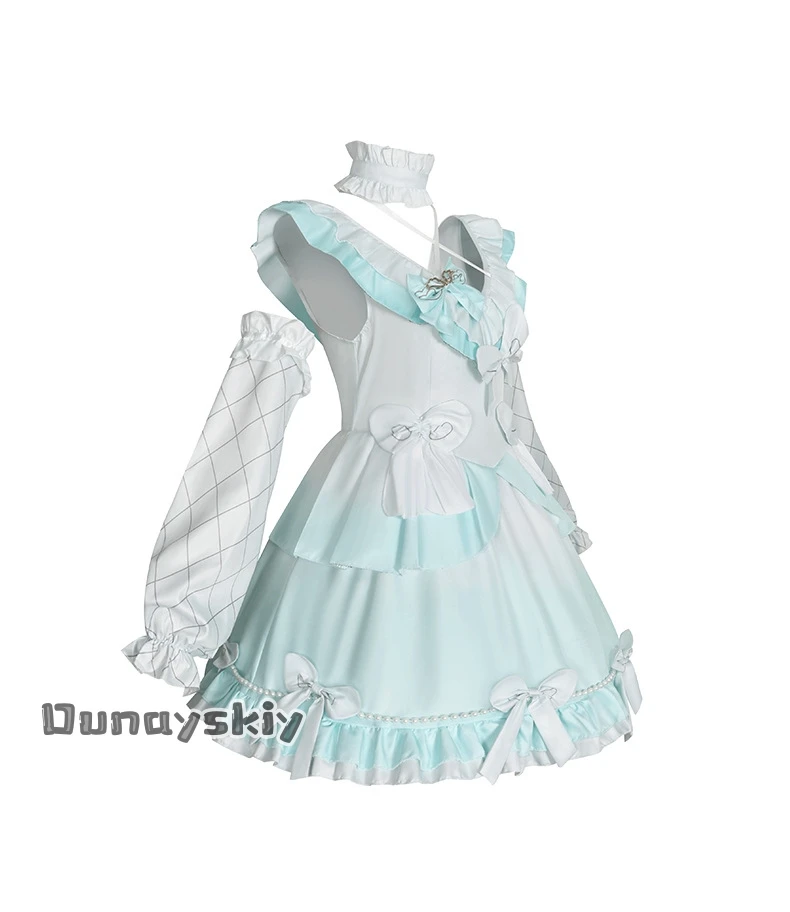 Anime PJSK disfraces de sirvienta Sexy MIKUUU azul dulce gato chica falda Lolita Halloween juego de rol disfraz camarera trajes de sirvienta