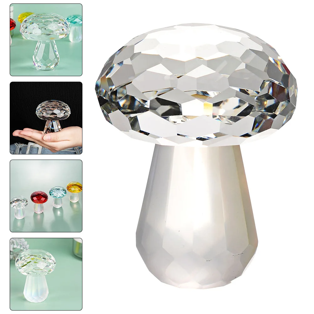 

Crystal Mushroom Ornament White Decorative Sculpture for Home Garden Office Desktop Study Living Room Decor Small Adorable