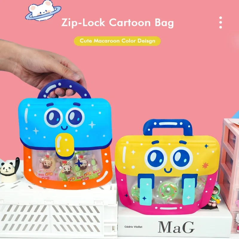 Bolsa de regalo para fiesta de Cumpleaños de Niños, bolsa de regalo de dibujos animados de grado alimenticio, bolsillos de sellado de Color Macaron para graduación, 20/50 piezas