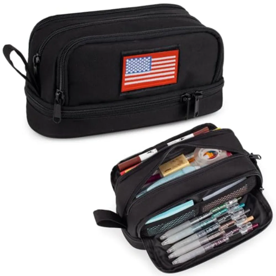 

Tactical 4 Compartments Pencil Case for Boys, Big Canvas Pen Pouch Bag, Large Capacity Pen Box, Tool Bag for Middle School Coll