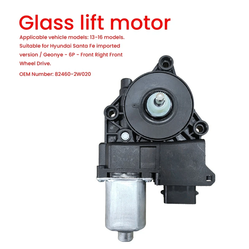 Super Sale Front Right Passenger Side Power Window Motor for 2013-2019 Hyundai Santa Fe Electric Glass Regulator 824602W020