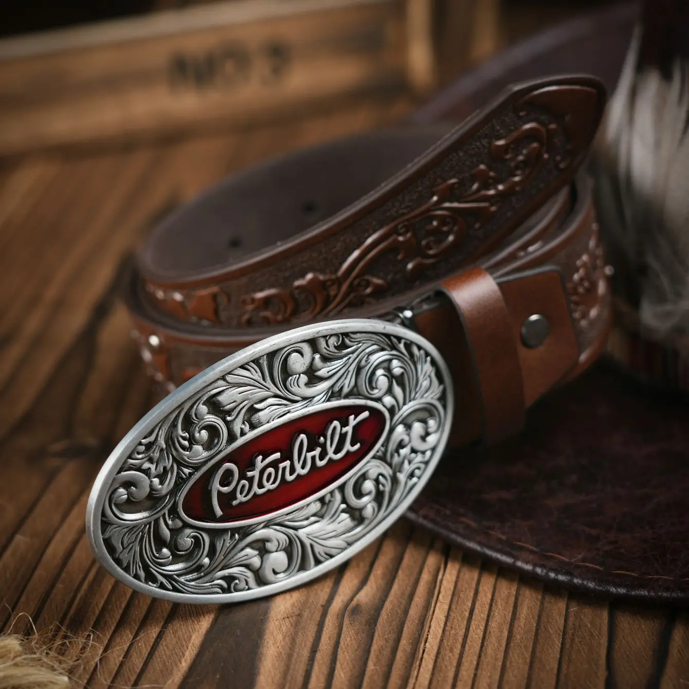 A men\'s western denim style PU belt