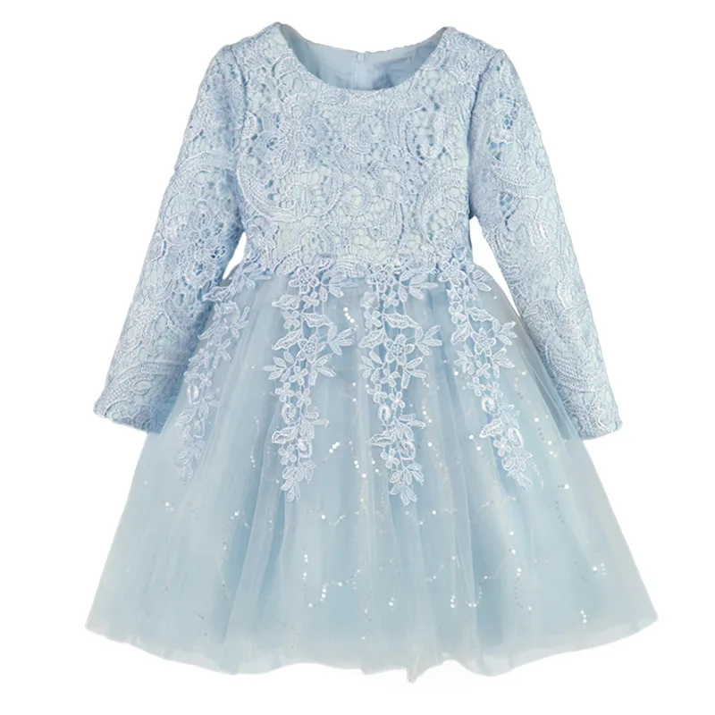 Fashion Flower Girl Dresses for Weddings Lace Long Sleeve Children Bridesmaid Dresses Spring Autumn Girls Party Dress 3-12 Years