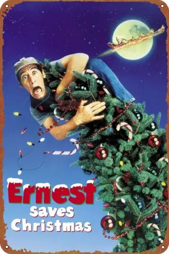 Ernest Saves Christmas Movie Poster Metal Plaque Tin Sign,Vintage Metal Pub