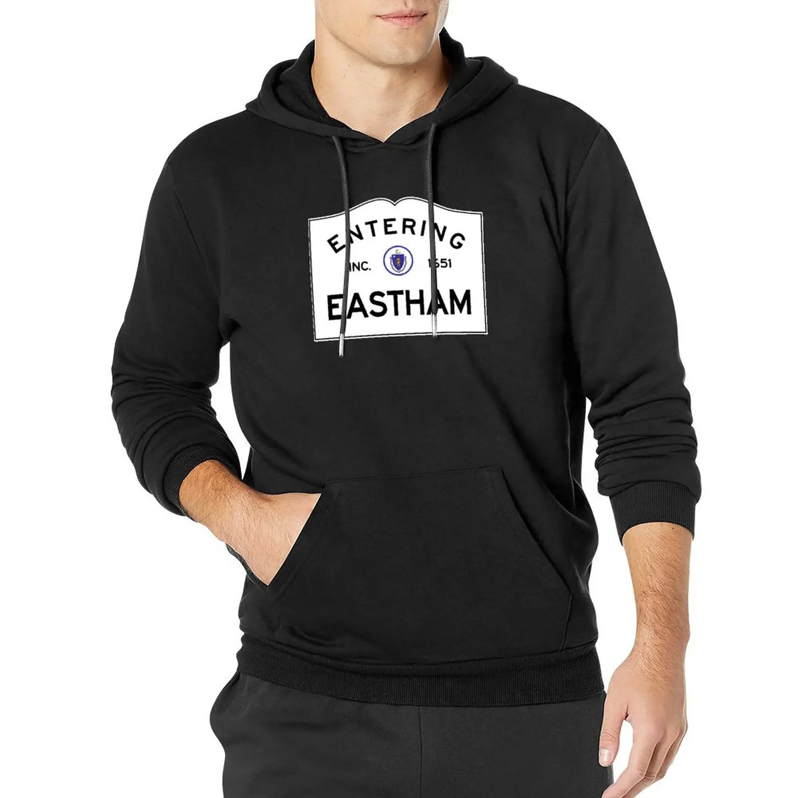 

Entering Eastham Massachusetts - Commonwealth of Massachusetts Road Sign Pullover Hoodie mens clothing hoodie men