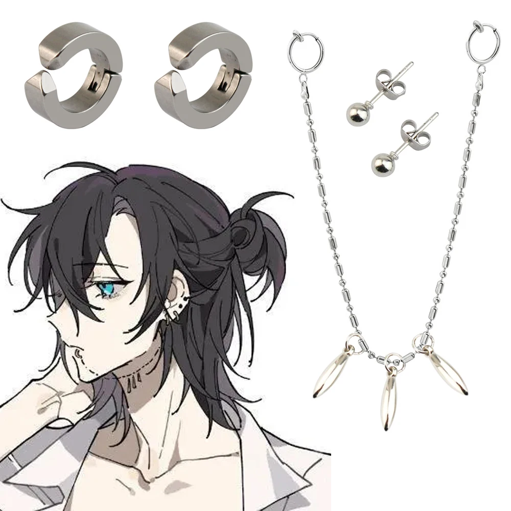 Anime Horimiya Miyamura Izumi Ear Clip Lip Chain Earring Stainless Steel Punk Earrings Cosplay Prop Accessories view 5