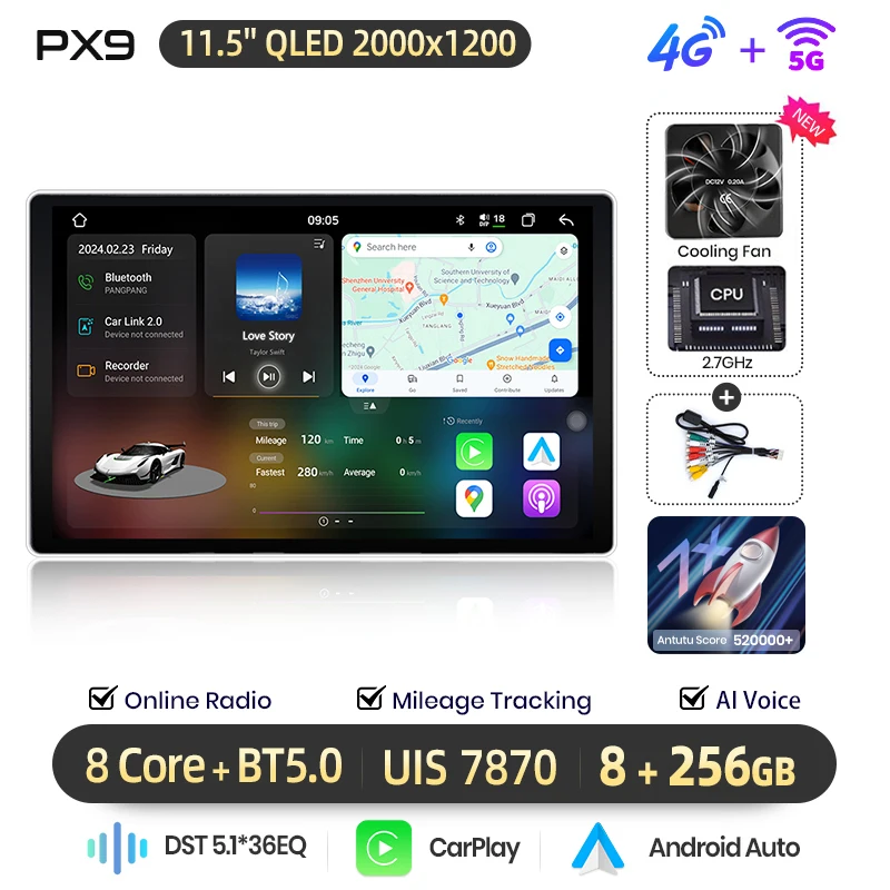 AWESAFE 9" Android Radio voor Toyota Auris E150 2006-2012 Draadloze CarPlay Android Auto GPS Navigatie Multimedia Ondersteuning Stuurbediening Subwoofer Versterker Achteruitrijcamera EU Plug and Play
