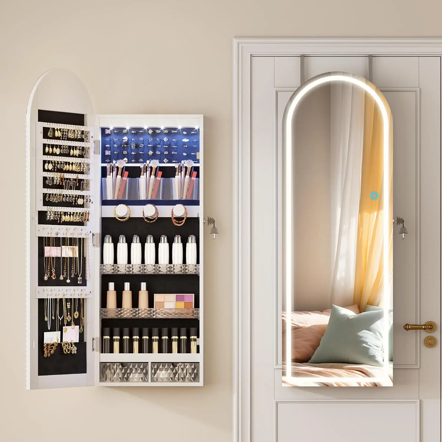 Wall Mounted Jewelry Organizer Lockable, 43