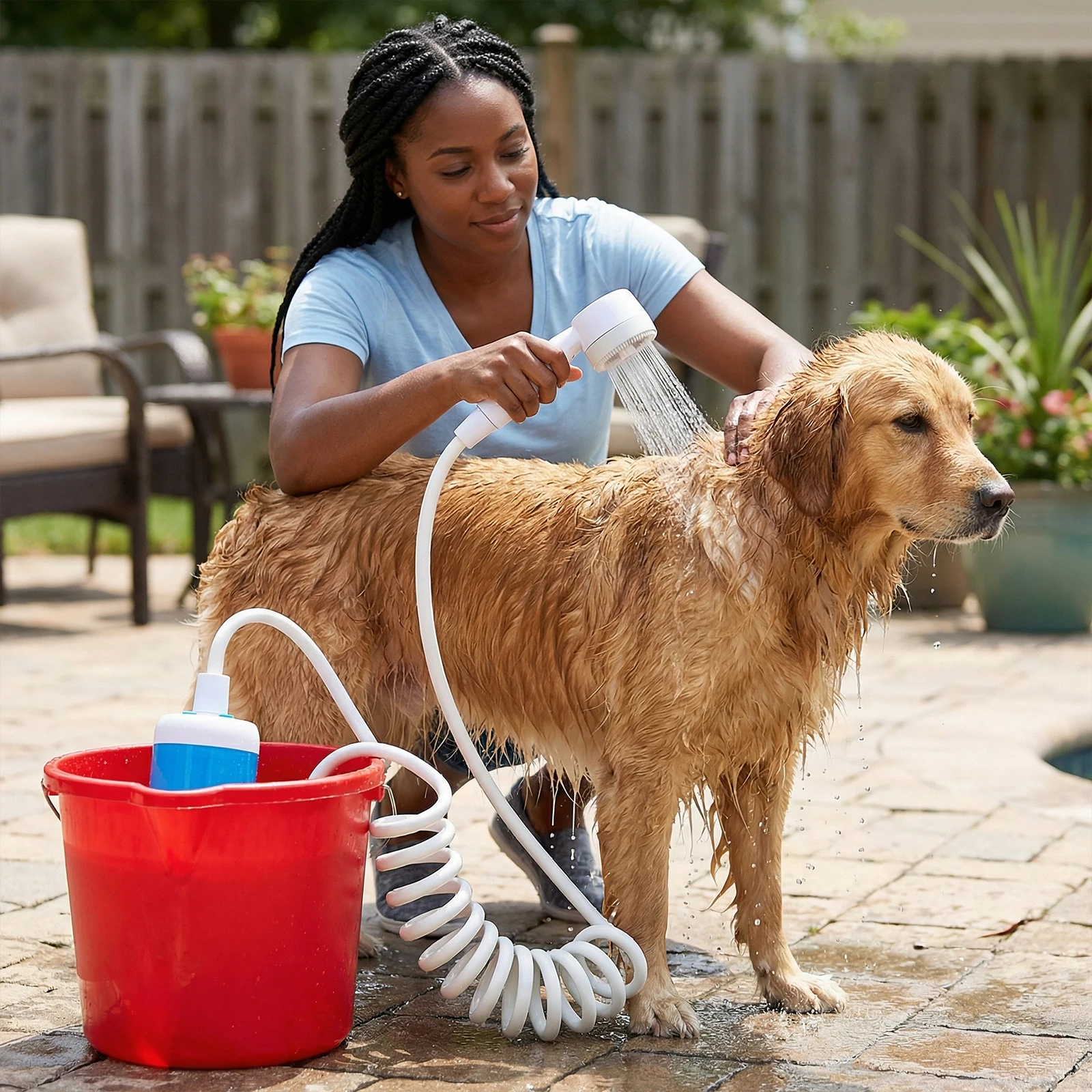 

Электрический душ-насос со встроенным аккумулятором 4000 мАч, портативный, для походов, путешествий, мытья автомобилей и ухода за животными