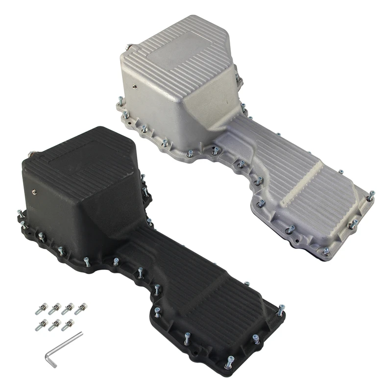 

Aluminum Oil Pan Raw Heavy Duty For Chevy/GMC Silverado 2017-2019 6.6L Duramax L5P 2500HD 3500HD V8 Turbo Diesel Black/Silver