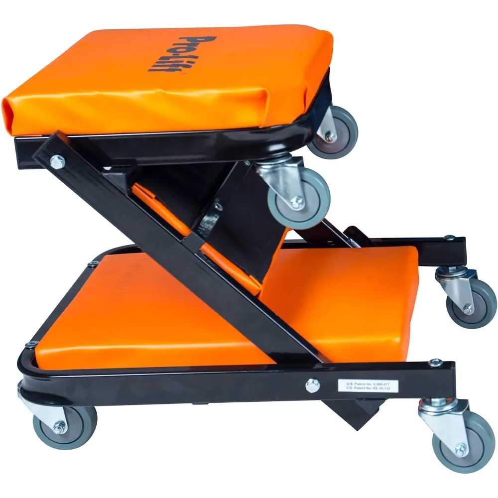 Foldable Z Creeper - 2-in-1 Rolling Folding Car Creeper & Seat - 40" Adjustable Roller Garage Chair Lay Down or Sit