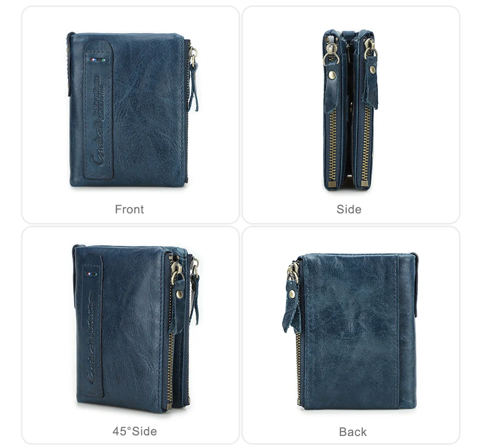 CONTACT'S Damen-Geldbörse aus Echtleder, zweifach faltbar, im Vintage-Stil, mit Münzfach und Kartenfächern – Detail 34