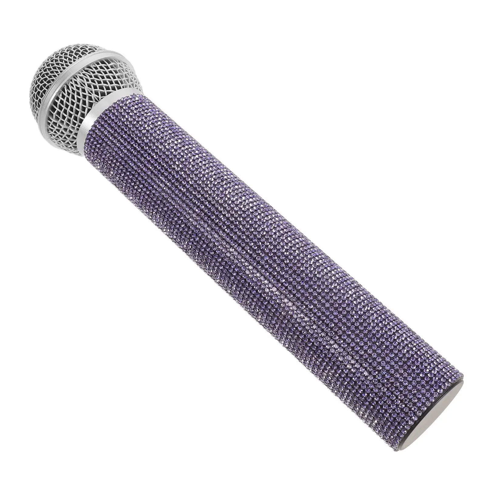 Bling Rhinestone Fake Microphone Prop Realistic Handheld Simulation Mic Party Cosplay Stage Performance Photoshoot