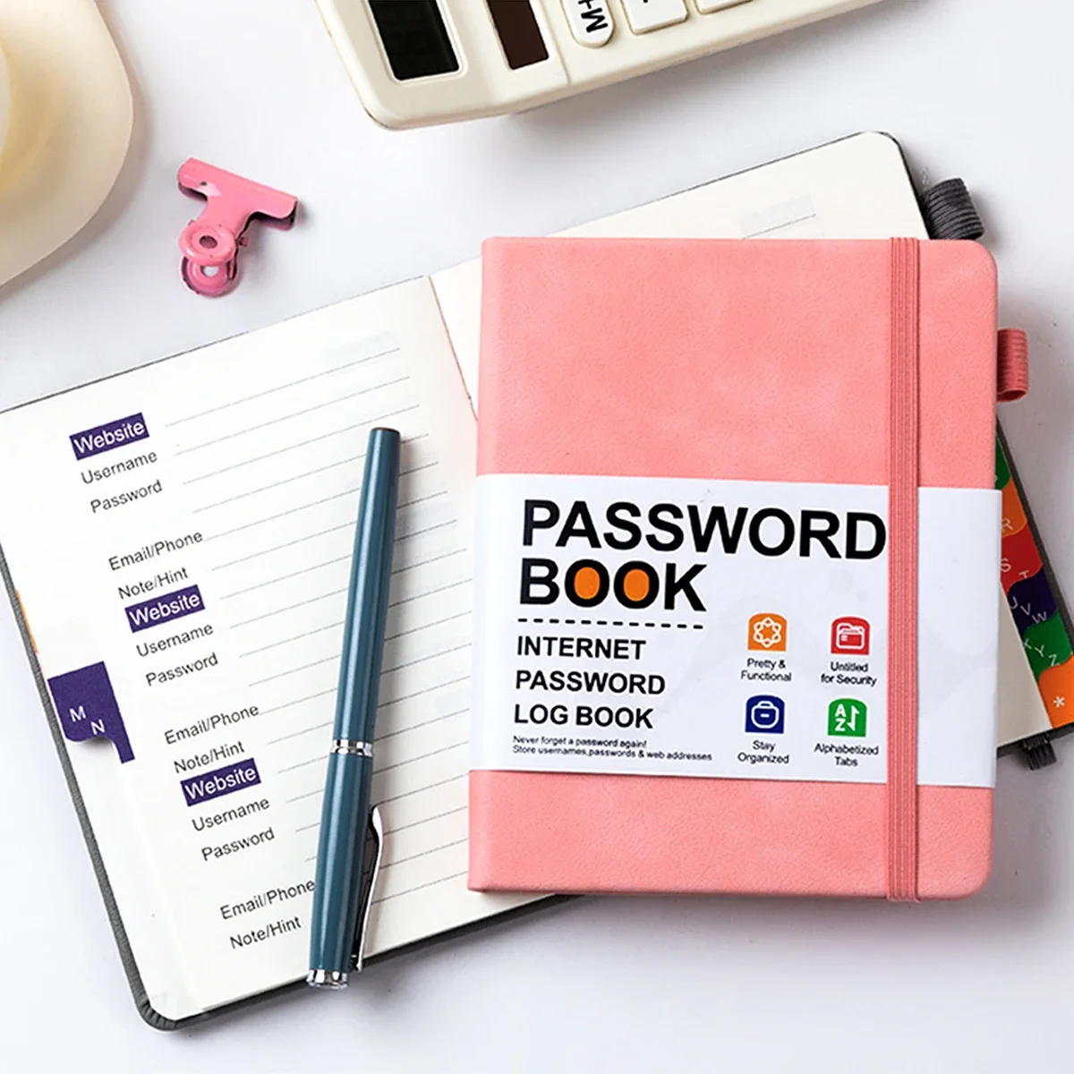 B6 PU Leather Password Address Book with Lock & Strap Notebook Journal Set Back To School Gift Idea for Teens Adults Students