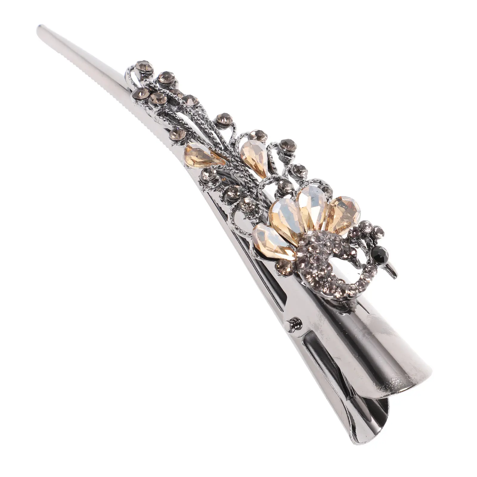 

1Pcs Cow Horn Design Hair Clip Exquisite Rhinestone Inlaid Alloy Barrette Fashion Hair Pin for Women Daily Life Travel Party