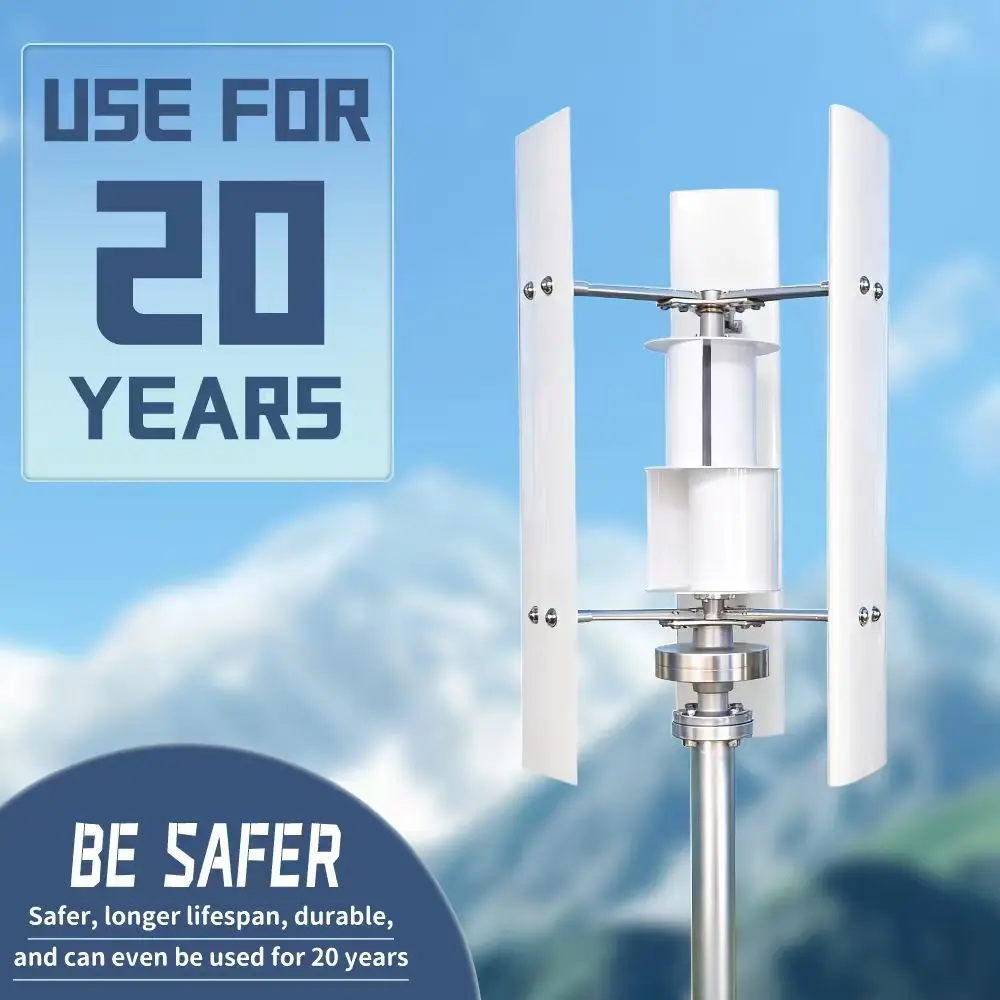 Small Windmill 12/24V 3000W Vertical Wind Turbine Generator Kit with Wind-Solar Hybrid Controller Household Free Energy