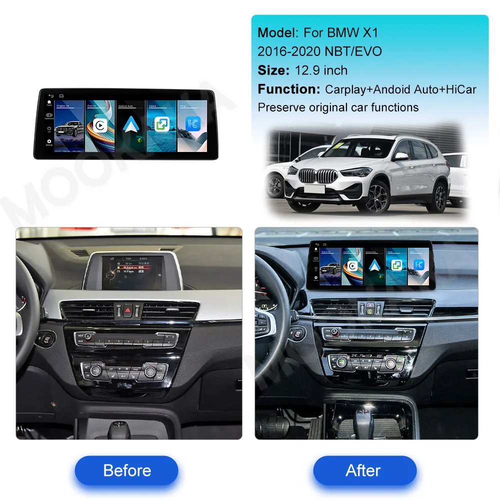 12.9 Inch Linux Screen Mirror Link For BMW X1 NBT EVO 2016-2020 Upgrade Wireless CarPlay Auto Car Radio IPS Head Unit