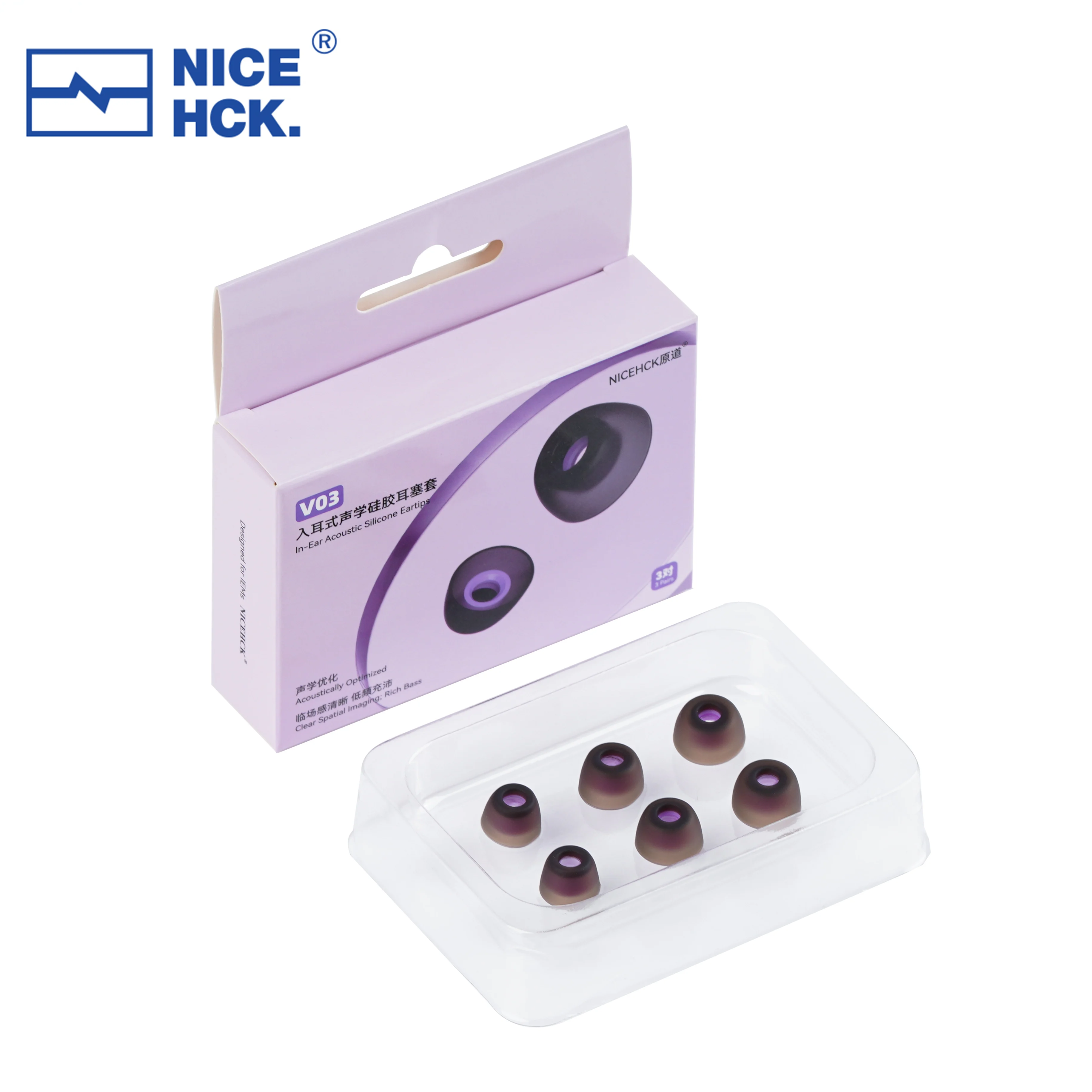 

NICEHCK V03 Short Stem Silicone Ear Tips Enhanced Imaging Noise Isolation Eartips for NX8 HIMALAYA Titan X Defiant IEM, etc