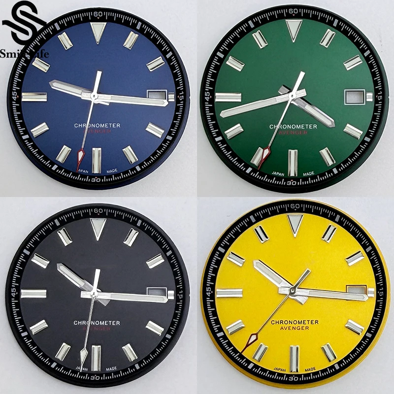 Reloj SmileLife Avengers Series de 33mm, esfera verde luminosa con manecillas, sin logotipo, compatible con movimiento automático NH35, accesorios para reloj