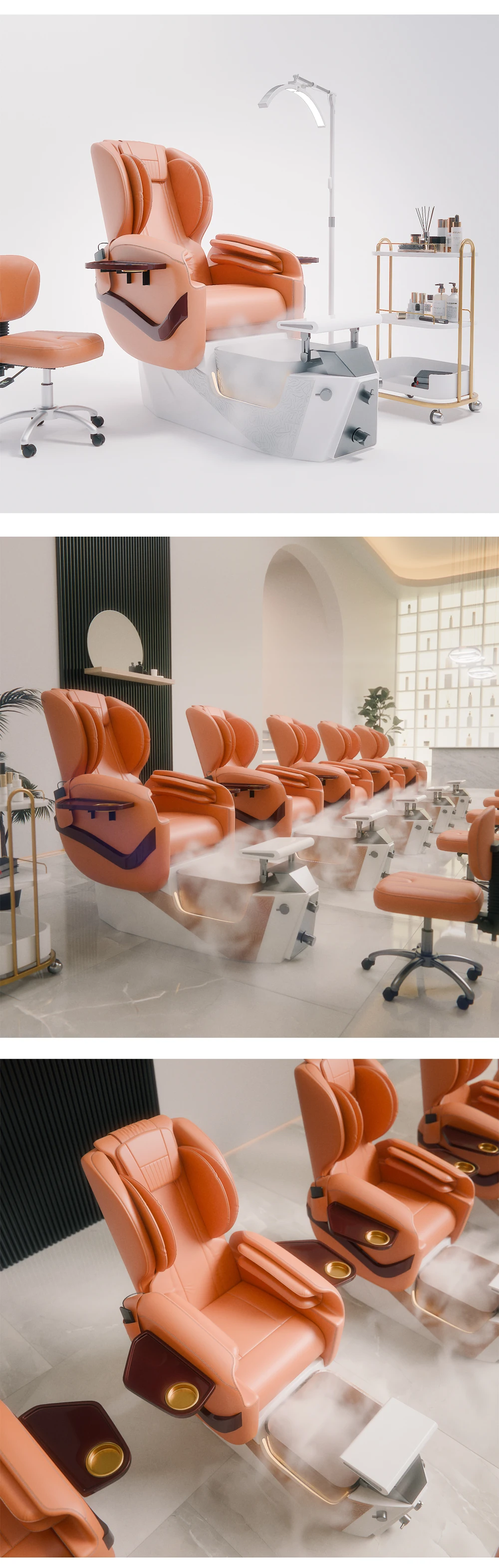 Pediküre-Stuhl Luxus-Spa Maniküre Verstellbare Massagestühle für Schönheitssalon Nagelstudio Maßgefertigter 3D-Display-Ladenlayout-Effekt – Detail 13