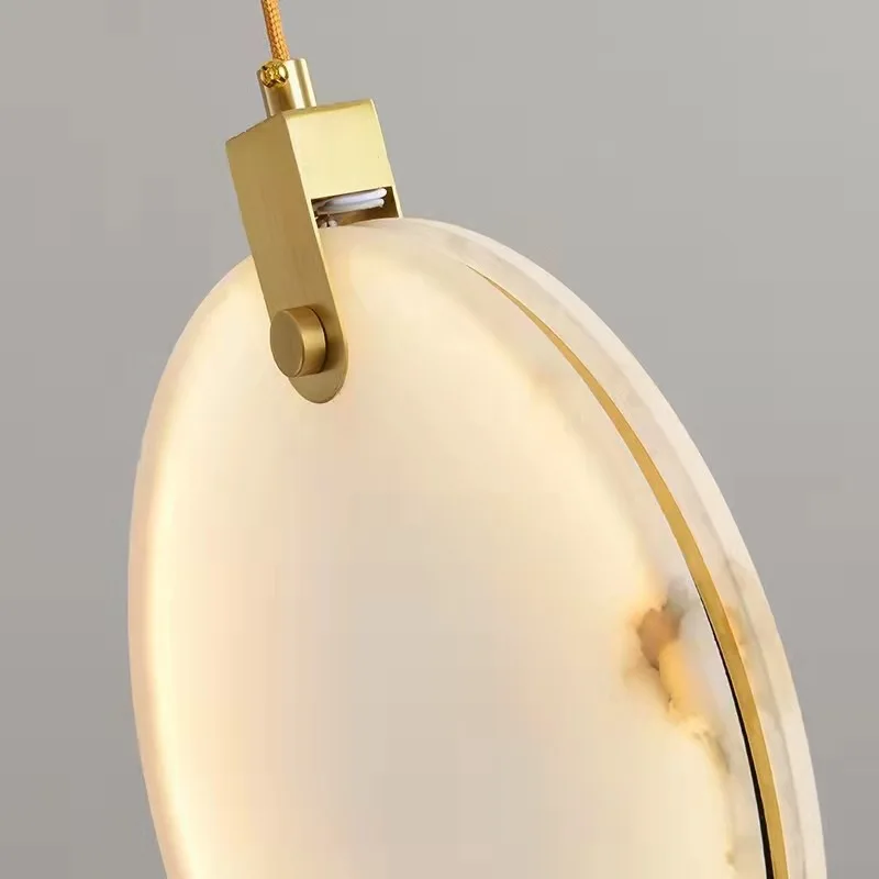 Modern Marble Indoor Pendant Lamp Round Stone Metal Material Hanging Light LED Home Decoration Hotel Lobby Chandelier
