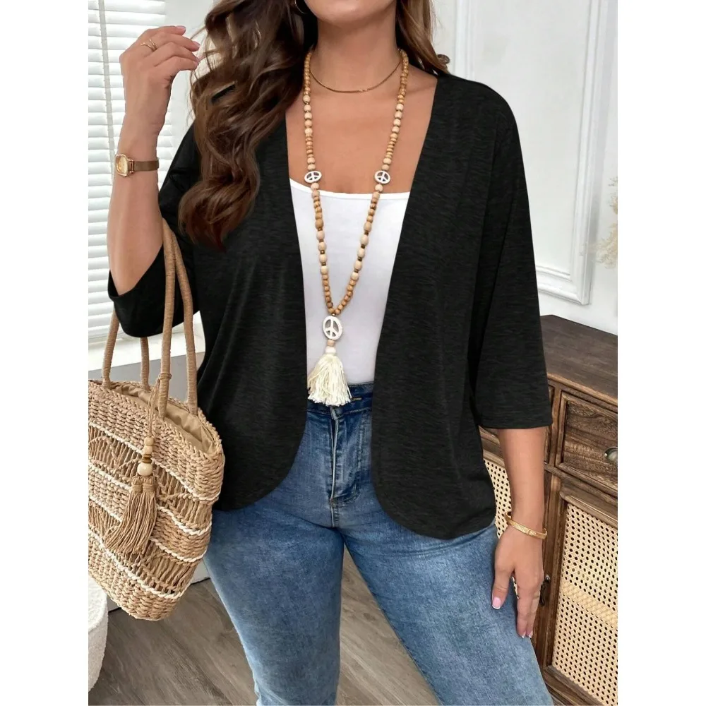 

Женская куртка больших размеров, модная однотонная повседневная многослойная куртка с неровным подолом для путешествий и отдыха, удобный и модный кардиган