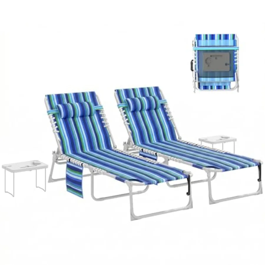 Tanning Chair Set of 2 with Face Hole for indoor use, PU leather, black, ergonomic design with adjustable headrest