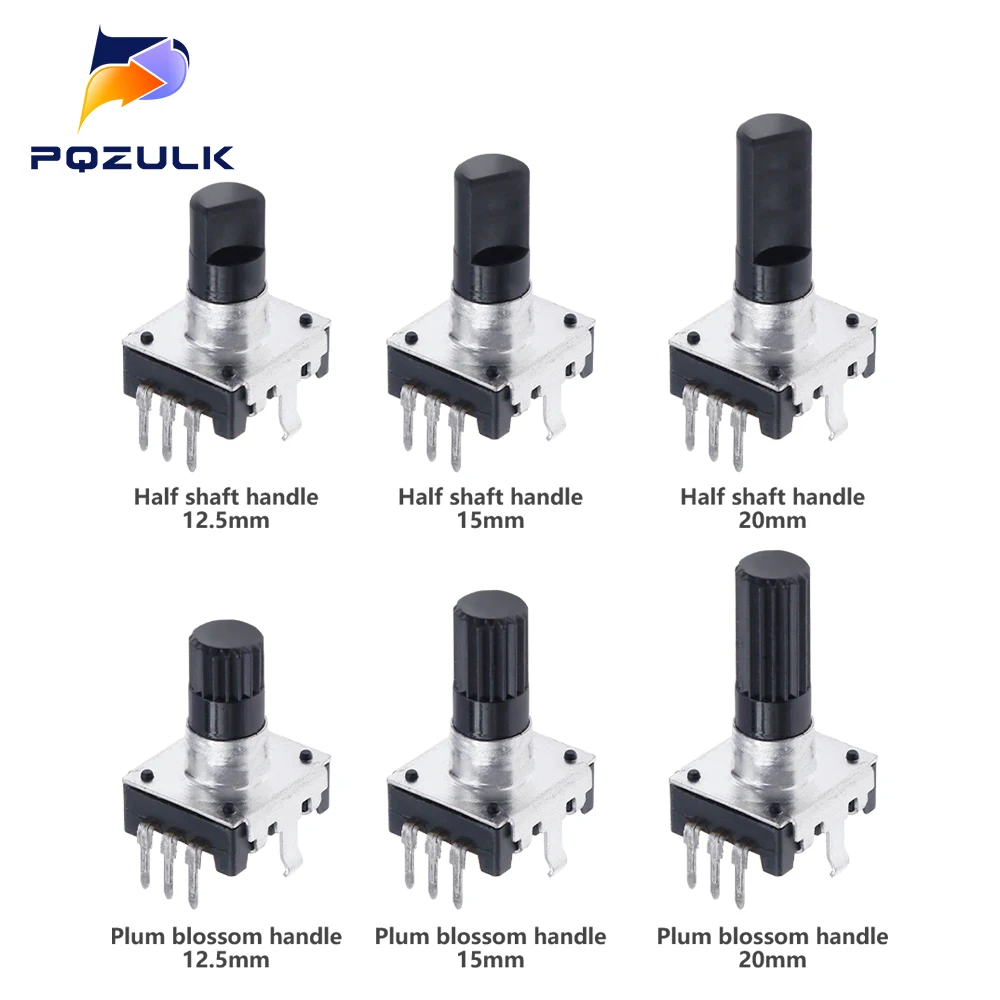 EC12 Sakelar Encoder Putar 360 Derajat RE12 Pengkodean Audio 3Pin 24 Posisi Tanpa Tombol Tekan Panjang Pegangan 12.5/15/20Mm