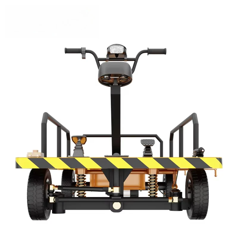Multi-Purpose Electric Flatbed Cart Heavy Duty 4 Wheel Material Transport Trolley for Warehouse & Construction
