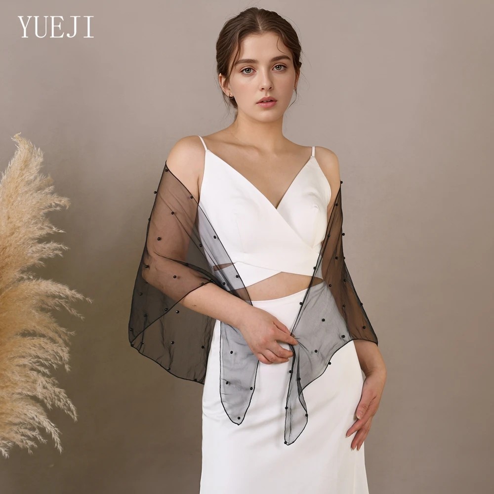 

YUEJI Короткая цельная черная сетчатая шаль Сексуальная прозрачная однослойная шаль подходит для званых ужина Пляжное бикини в тон G86