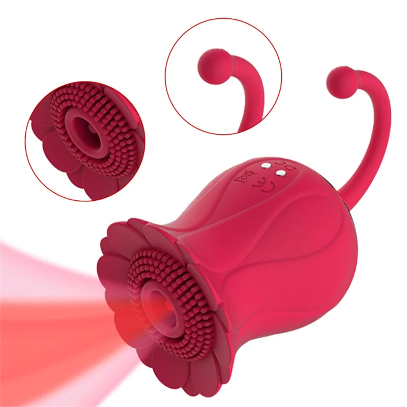 Vibrador de flor rosa para adultos, brinquedo do sexo, clitóris feminino, mamilo, otário do clitóris, estimulador a vácuo do ponto G, vibrador, flertando saltando ovo