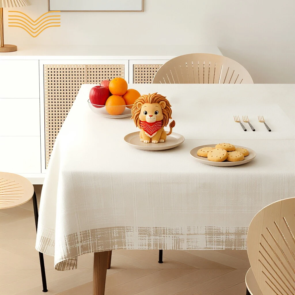 Waterproof Oilproof Heat Resistant PVC Rectangle Tablecloth Minimalist Neutral Geometric Printed Table Cover Elegant Simple