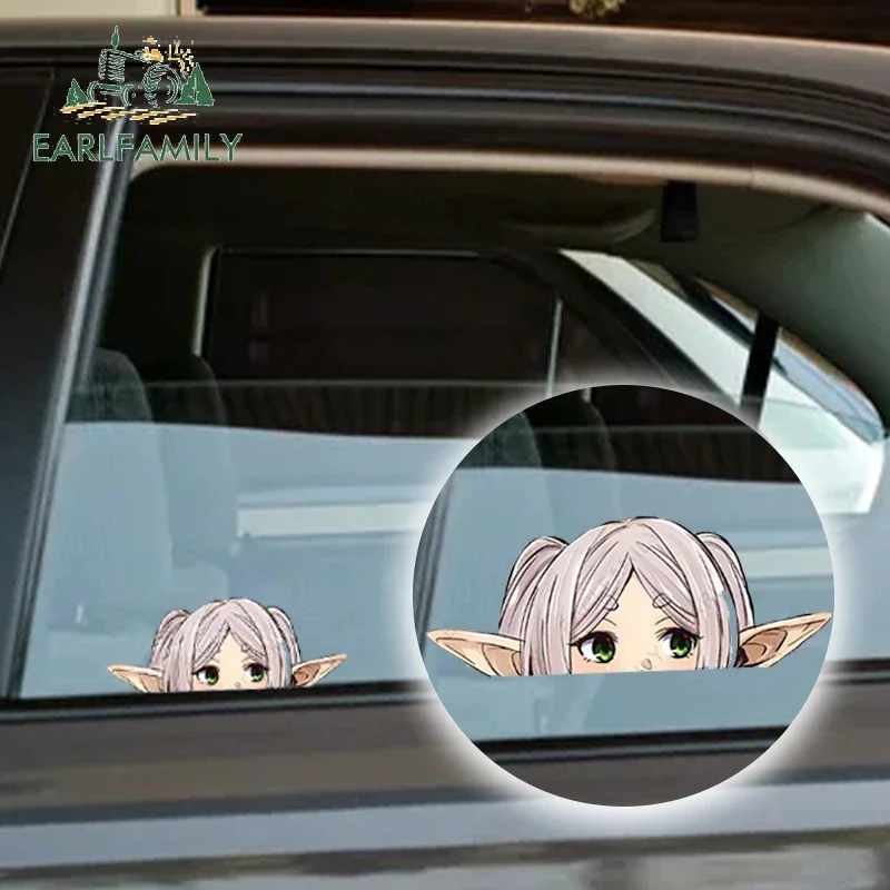 EARLFAMILY for Frieren Peek Car Stickers Anime Waterproof Vinyl Car Wrap Decals Car Door Protector Anime Cute Accesorios