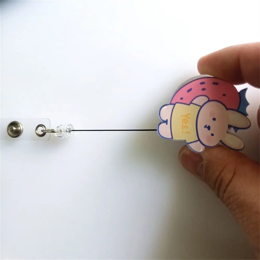 65cm Length Bear Retractable Badge Reel Chest Card Work Card Clip ID Card Clips Cartoon Acrylic Easy Pull Buckle Hospital Use