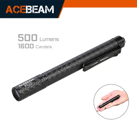 ACEBEAM PT20 Penlight Compact Flashlight 500 Lumens 80 Meters Compatible With 2 AAA Batteries 3 Brightness Level Daily Torch