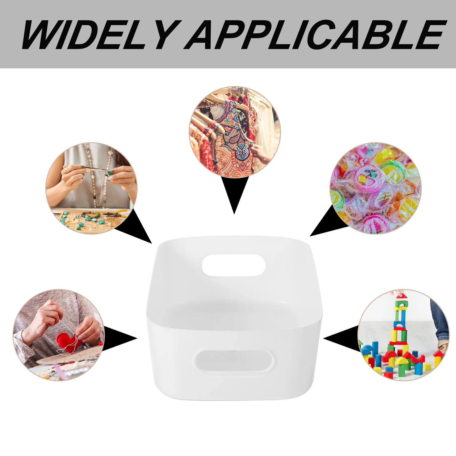 

6Pcs Storage Bin Plastic ABS Organizer Basket Kitchen Bathroom Desktop Storage Box Cutout Handle Multipurpose Organizer Bins