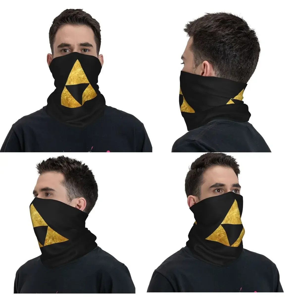 Gold Triforce Symbol Zelda Bandana Neck Cover Printed Face Scarf Multi-use Cycling Scarf Hiking Fishing For Men Adult Breathable