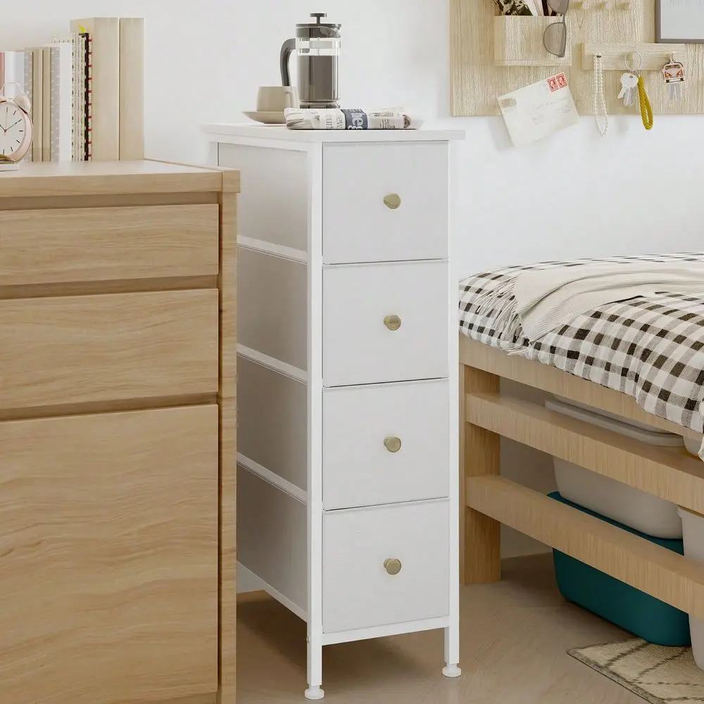 

Узкий комод с 4 ящиками из ткани для небольших помещений, универсальная прикроватная тумбочка, органайзер для ванной и прачечной