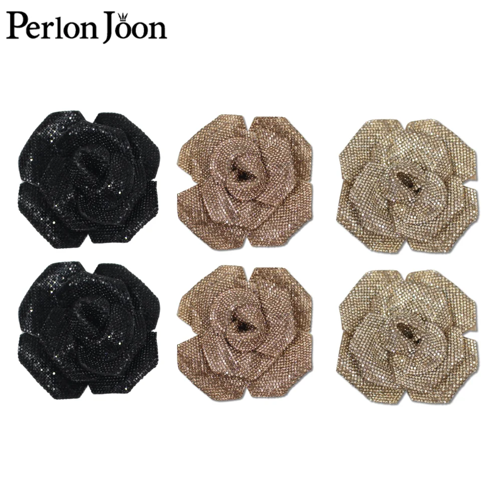 Crystal Rhinestone Roses Gold Beige Black For DIY Artificial Rose Bouquet Wedding Decorations Clothing Sewing Accessories YHX101